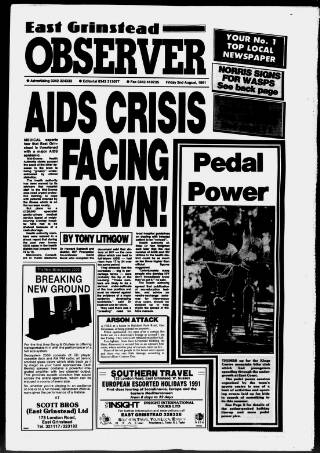 cover page of East Grinstead Observer published on August 2, 1991