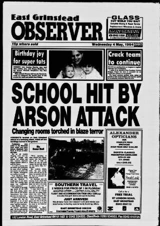 cover page of East Grinstead Observer published on May 4, 1994