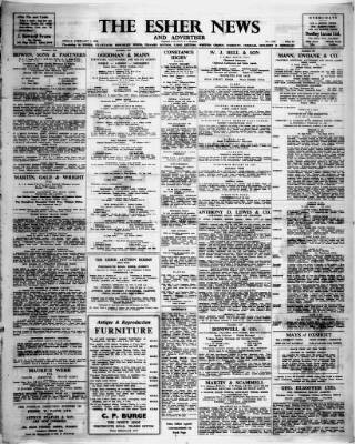 cover page of Esher News and Mail published on February 2, 1962