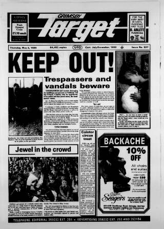 cover page of Grimsby Target published on May 4, 1989