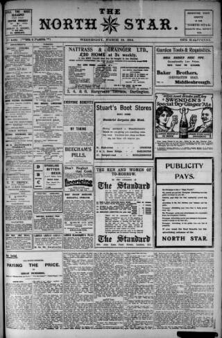 cover page of North Star (Darlington) published on March 19, 1913