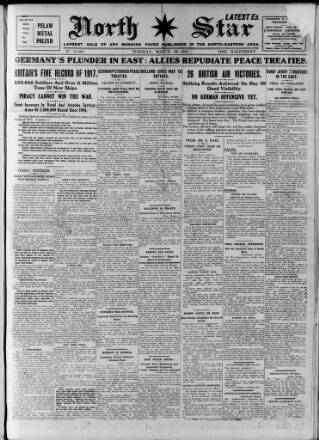 cover page of North Star (Darlington) published on March 19, 1918