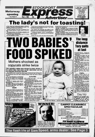 cover page of Stockport Express Advertiser published on May 4, 1989