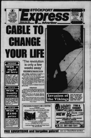 cover page of Stockport Express Advertiser published on February 2, 1994