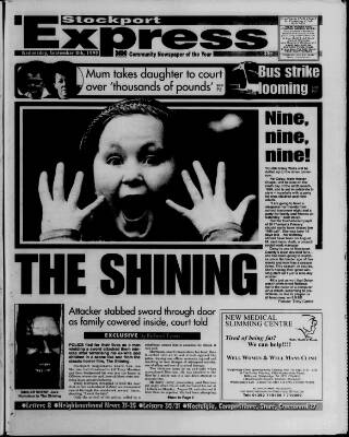 cover page of Stockport Express Advertiser published on September 8, 1999