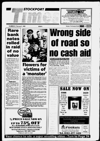cover page of Stockport Times published on February 2, 1995