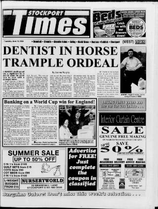 cover page of Stockport Times published on June 18, 1998