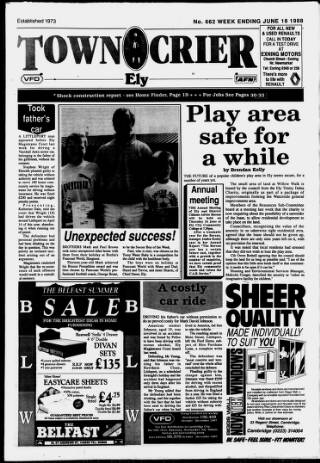 cover page of Cambridge Town Crier published on June 18, 1988