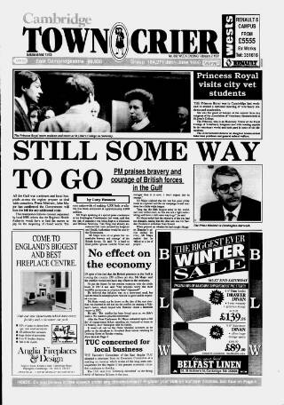 cover page of Cambridge Town Crier published on February 2, 1991