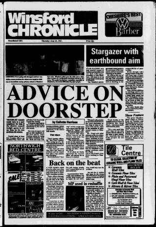 cover page of Winsford Chronicle published on June 18, 1987