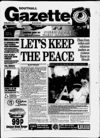 cover page of Southall Gazette published on May 2, 1997