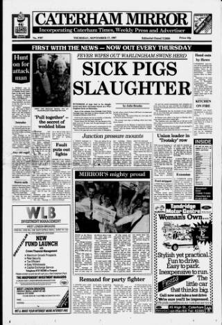cover page of Caterham Mirror published on September 17, 1987