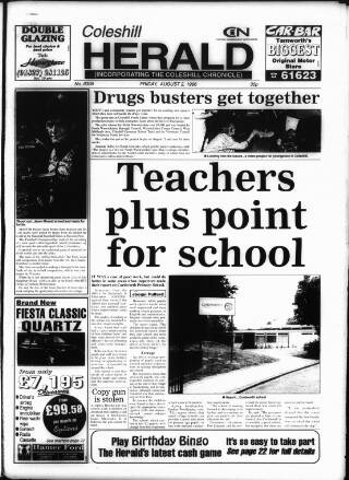 cover page of Coleshill Chronicle published on August 2, 1996