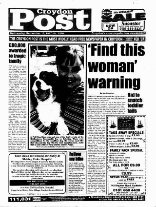 cover page of Croydon Post published on September 17, 1997