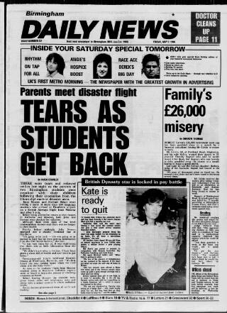 cover page of Birmingham News published on May 2, 1986