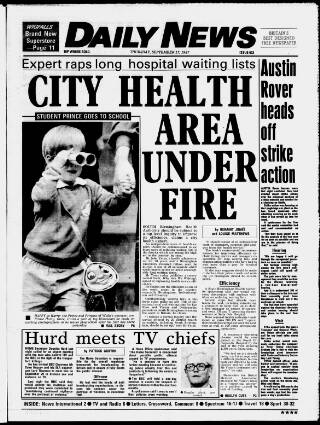 cover page of Birmingham News published on September 17, 1987