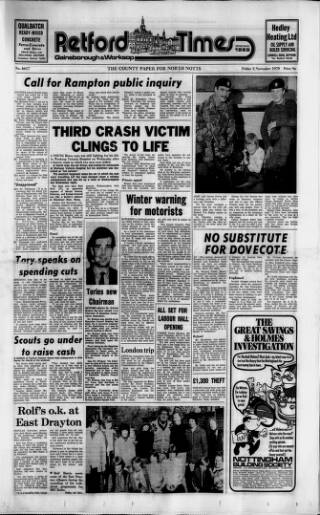 cover page of Retford, Gainsborough & Worksop Times published on November 2, 1979