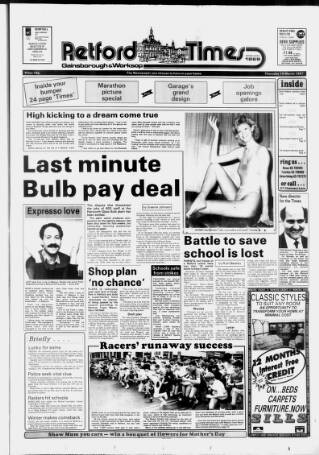 cover page of Retford, Gainsborough & Worksop Times published on March 19, 1987