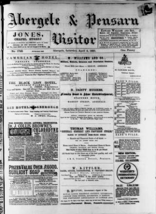 cover page of Abergele & Pensarn Visitor published on April 4, 1891