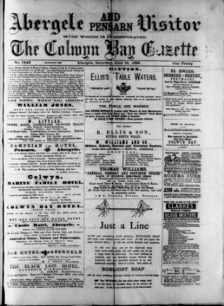 cover page of Abergele & Pensarn Visitor published on June 18, 1892