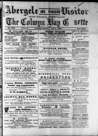 cover page of Abergele & Pensarn Visitor published on February 2, 1895