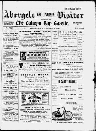 cover page of Abergele & Pensarn Visitor published on November 2, 1901
