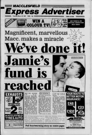 cover page of Macclesfield Express published on March 19, 1987