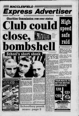 cover page of Macclesfield Express published on June 18, 1987