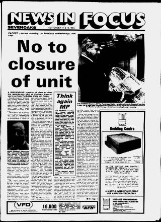 cover page of Sevenoaks Focus published on September 17, 1986