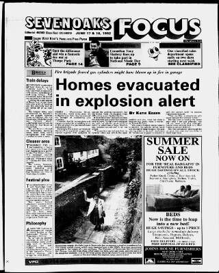 cover page of Sevenoaks Focus published on June 18, 1992