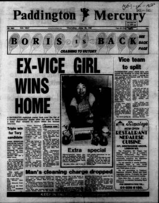 cover page of Paddington Mercury published on June 18, 1987