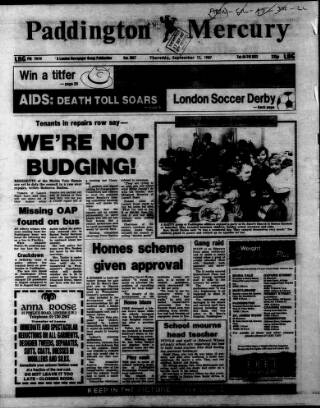 cover page of Paddington Mercury published on September 17, 1987