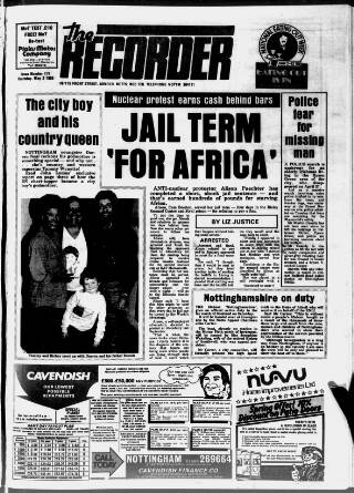 cover page of Nottingham Recorder published on May 2, 1985