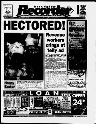 cover page of Nottingham Recorder published on April 4, 1996