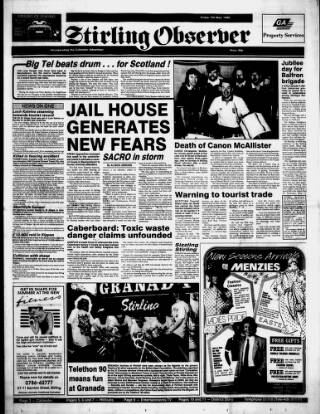 cover page of Stirling Observer published on May 4, 1990