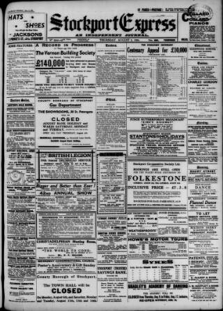 cover page of Stockport County Express published on August 2, 1934