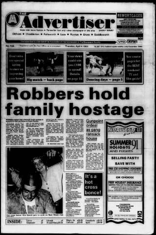 cover page of Oldham Advertiser published on April 4, 1991