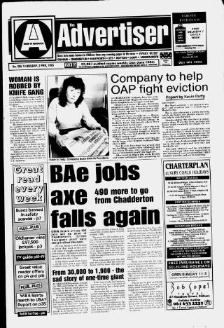 cover page of Oldham Advertiser published on February 2, 1995