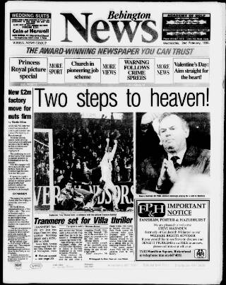 cover page of Bebington News published on February 2, 1994