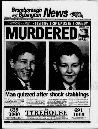 cover page of Bebington News published on August 2, 1995