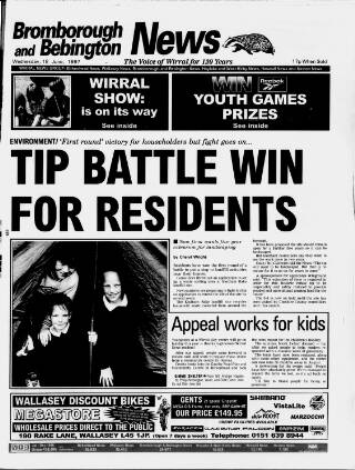cover page of Bebington News published on June 18, 1997
