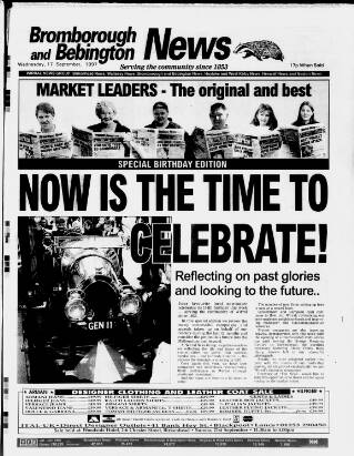 cover page of Bebington News published on September 17, 1997