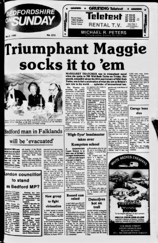 cover page of Bedfordshire on Sunday published on May 2, 1982
