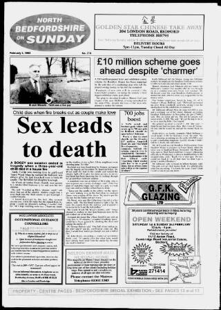 cover page of Bedfordshire on Sunday published on February 2, 1992
