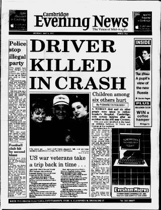 cover page of Cambridge Daily News published on May 4, 1992