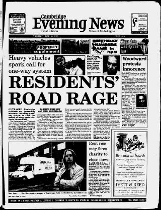 cover page of Cambridge Daily News published on June 18, 1998