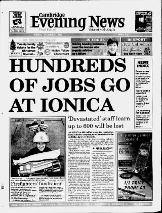 cover page of Cambridge Daily News published on November 2, 1998