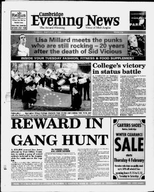 cover page of Cambridge Daily News published on February 2, 1999