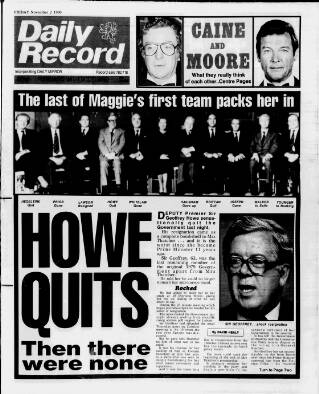 cover page of Daily Record published on November 2, 1990