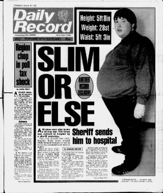 cover page of Daily Record published on March 19, 1991